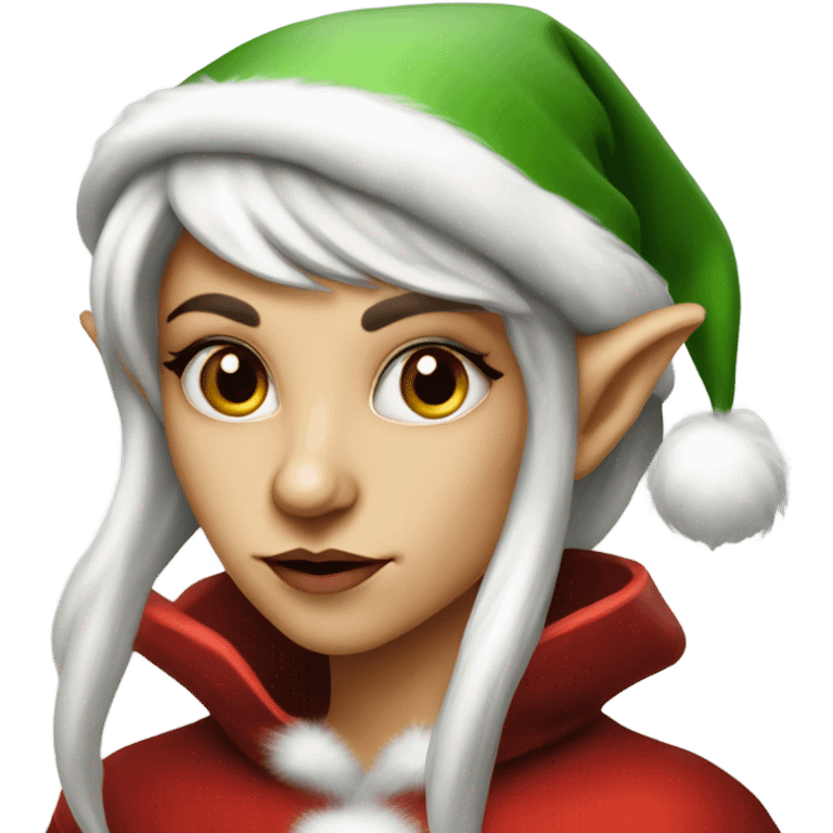 rogue female elf fantasy wearing santa hat emoji