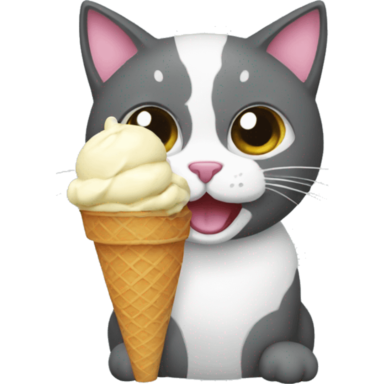 Cat eating ice cream emoji