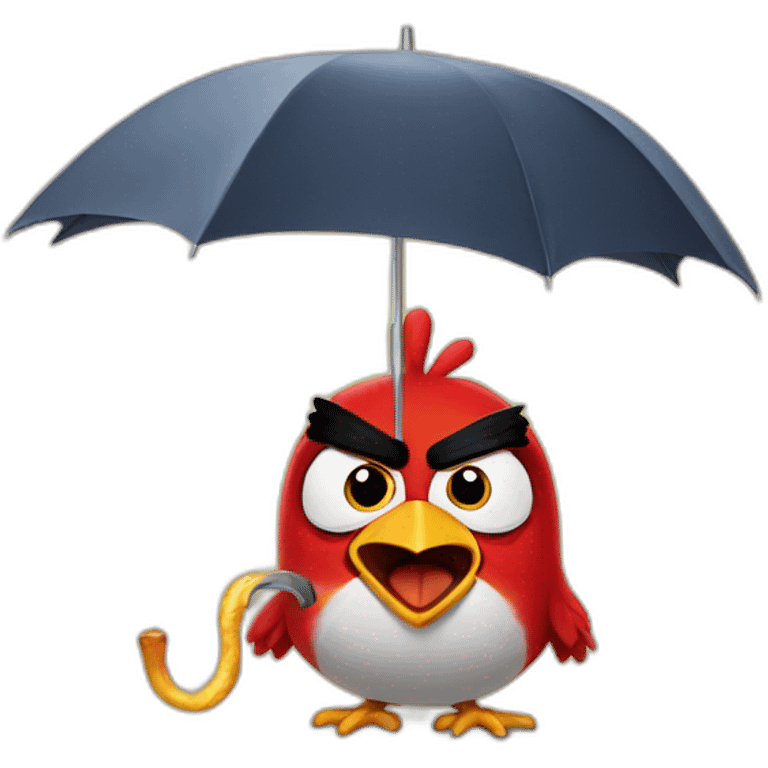 Angry bird eats an umbrella emoji