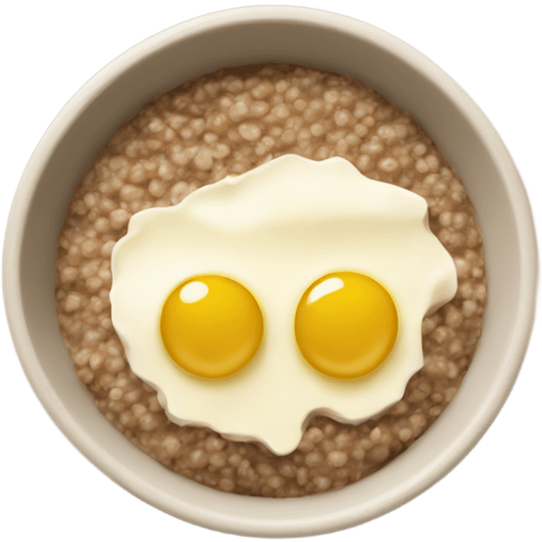 buckwheat porridge in a bowl with a piece of butter  emoji