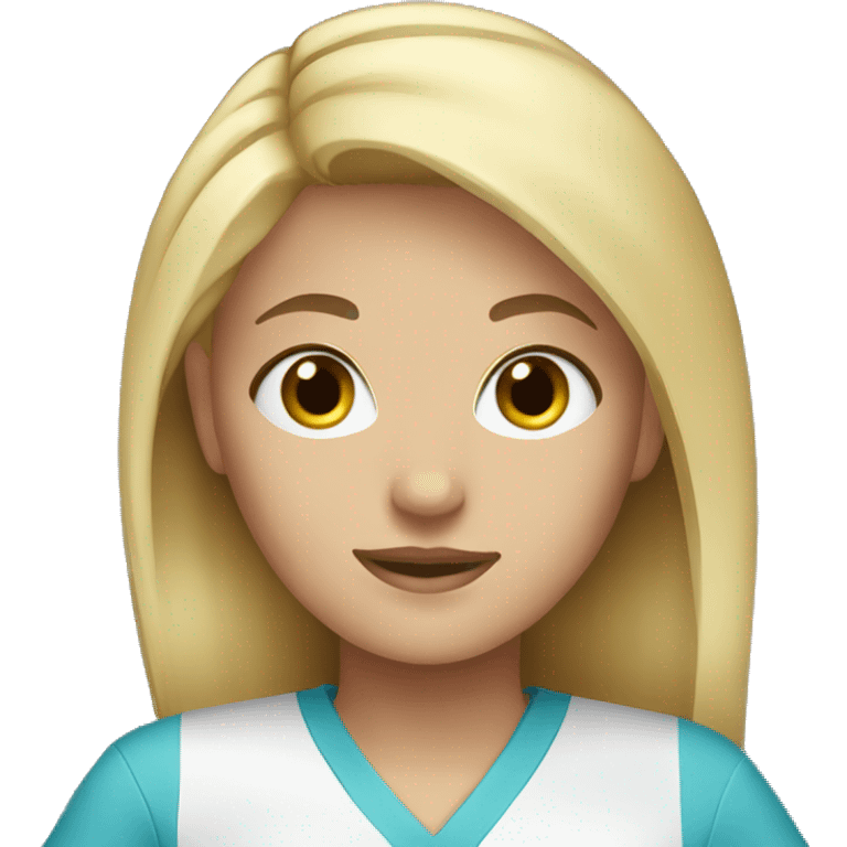 Girl with blonde hair blue eyes wearing scrubs emoji