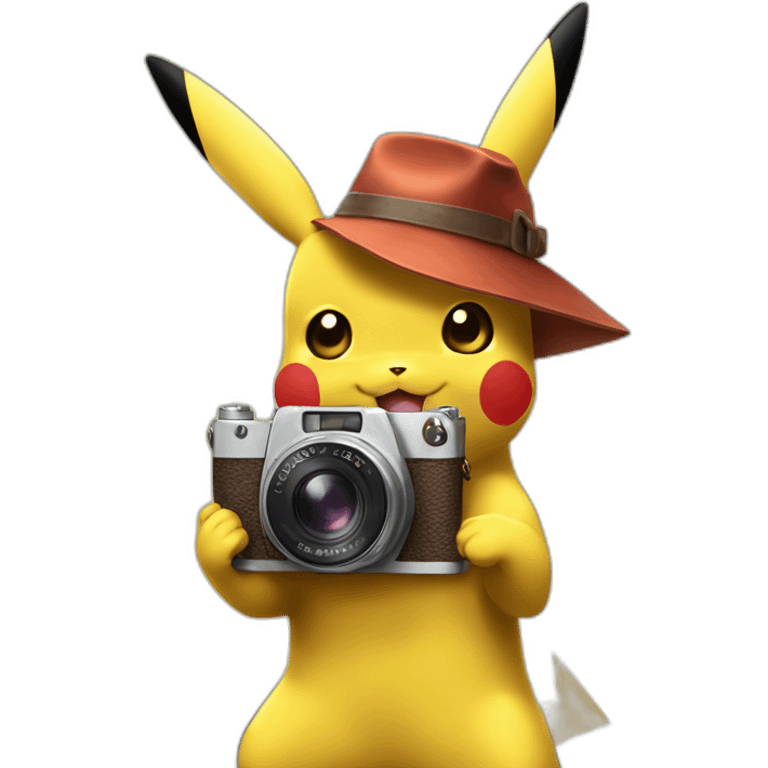 Pikachu holding a vintage fotografiando chica guapa emoji