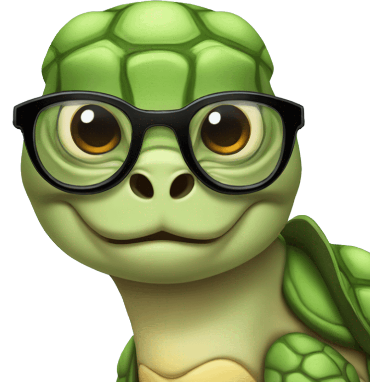  anthropomorphic turtle with glasses with a light color top-knot hairstyle emoji