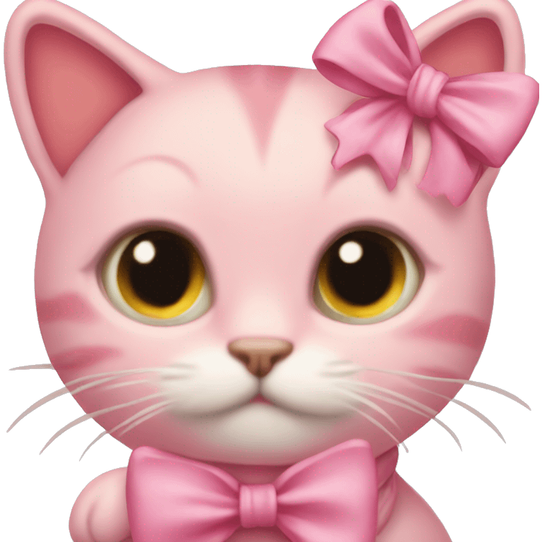 pink cats lovers with bow cute  emoji