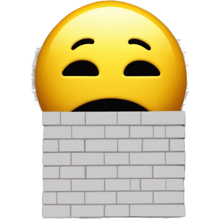 smiley hiding behind a horizontal brick wall emoji