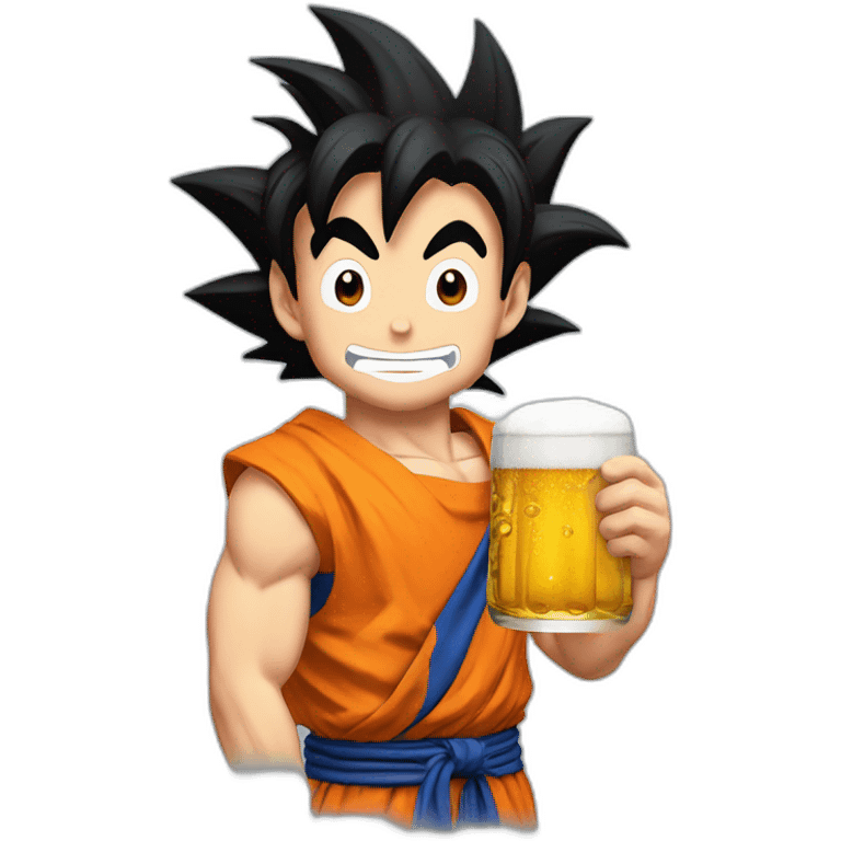 Son Goku buvant une bière emoji