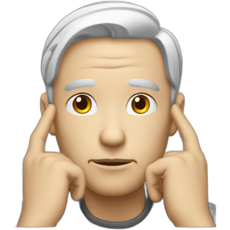 white man thinking hands on chin emoji