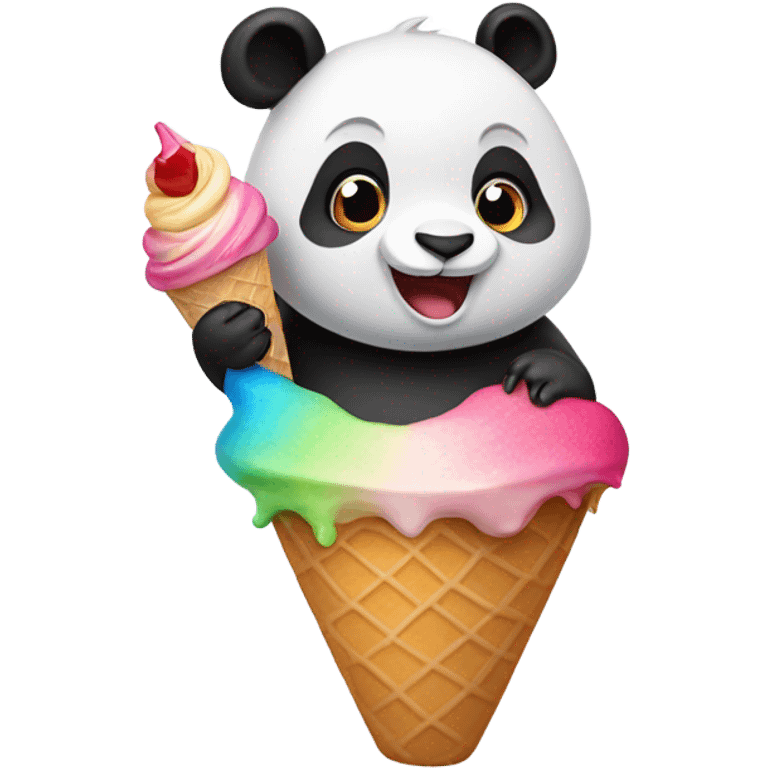 Panda eating ice cream emoji