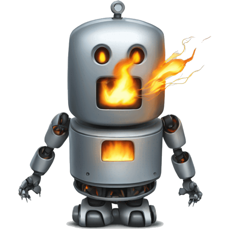 Robot electricity on fire emoji