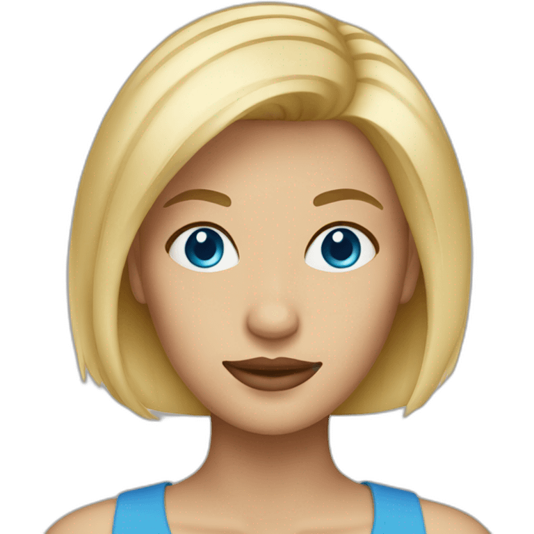 blondie woman face with blue eyes short hair emoji