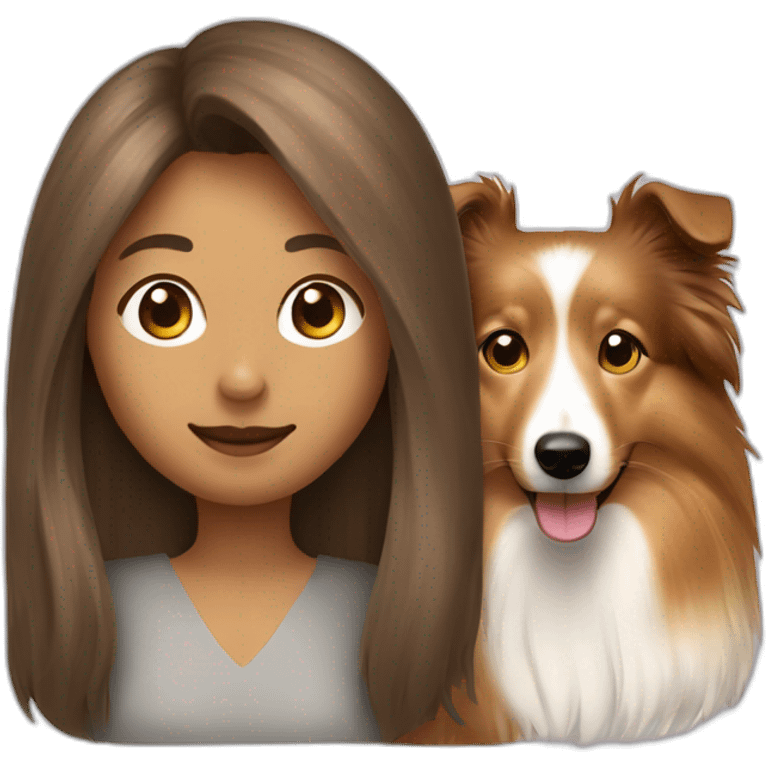 sheltie and yong woman with light-broun hair emoji