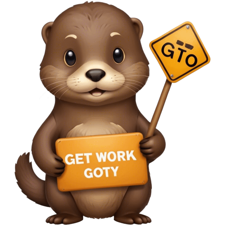 otter holding a get to work sign emoji