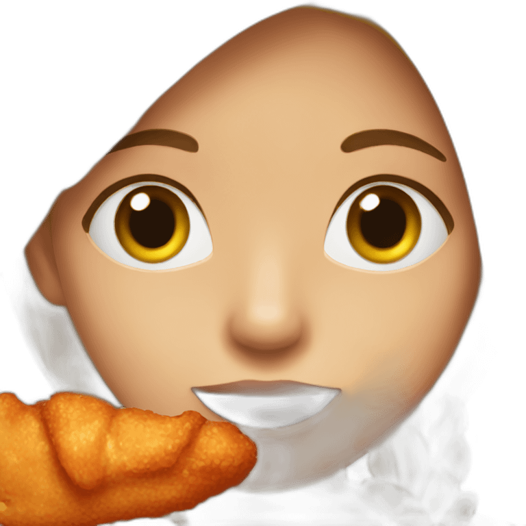 A girl eating a chicken wing emoji