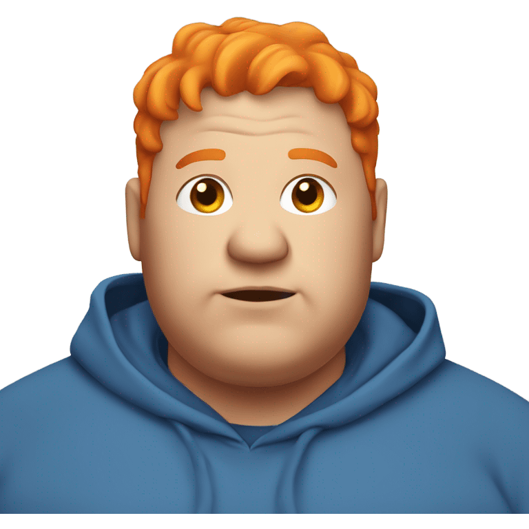 Fat guy with orange hair wearing a blue hoodie emoji