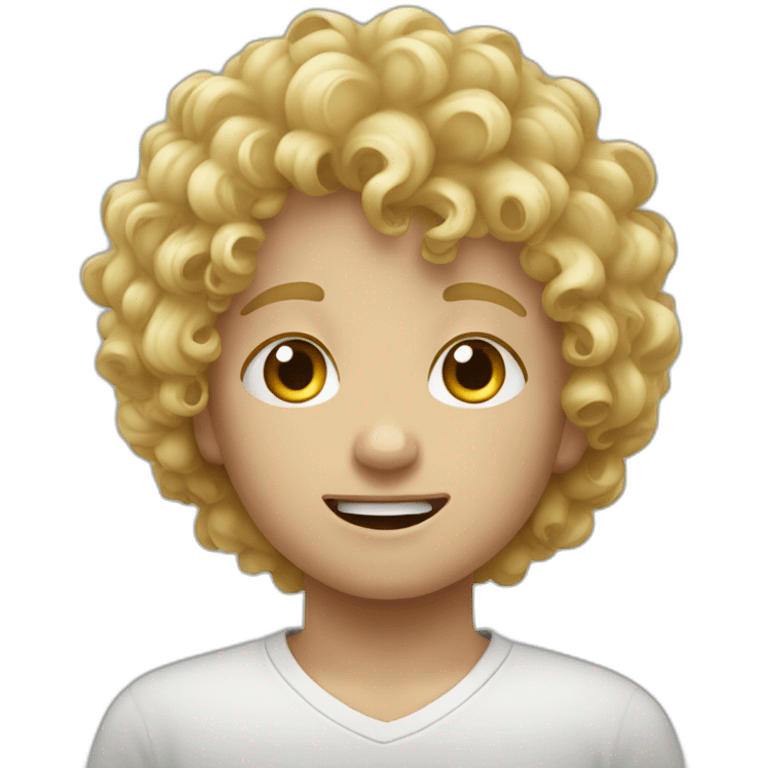 A curly haired blond kid cry emoji