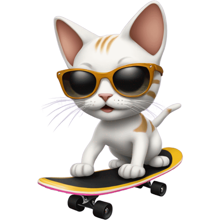 Cat with sunglasses riding an skateboard  emoji