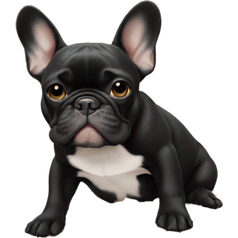 Black-and-tan French bulldog on pile of gold  emoji