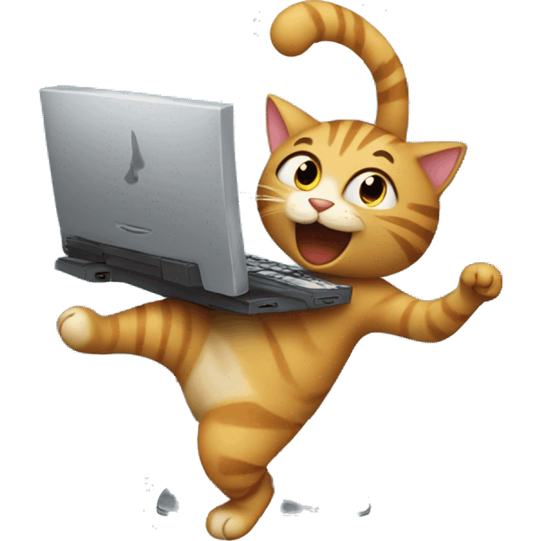 cat danceing with his computer emoji