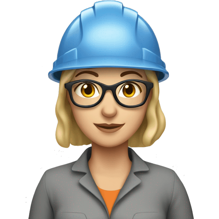 Caucasian woman wearing a safety helmet, safety glasses and earplugs emoji