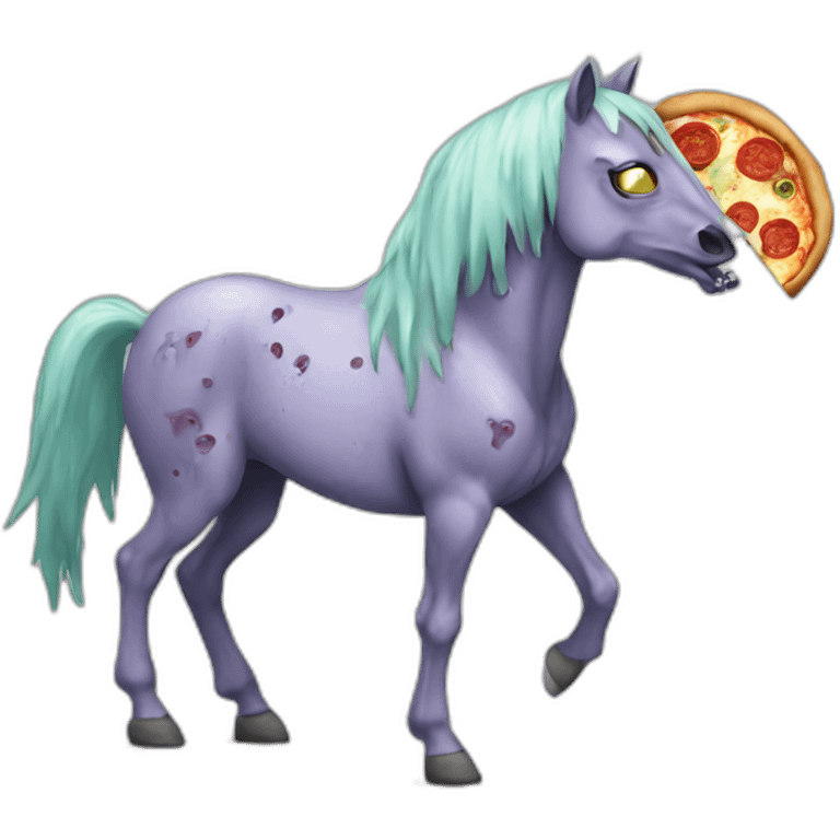 zombie horse eating pizza emoji