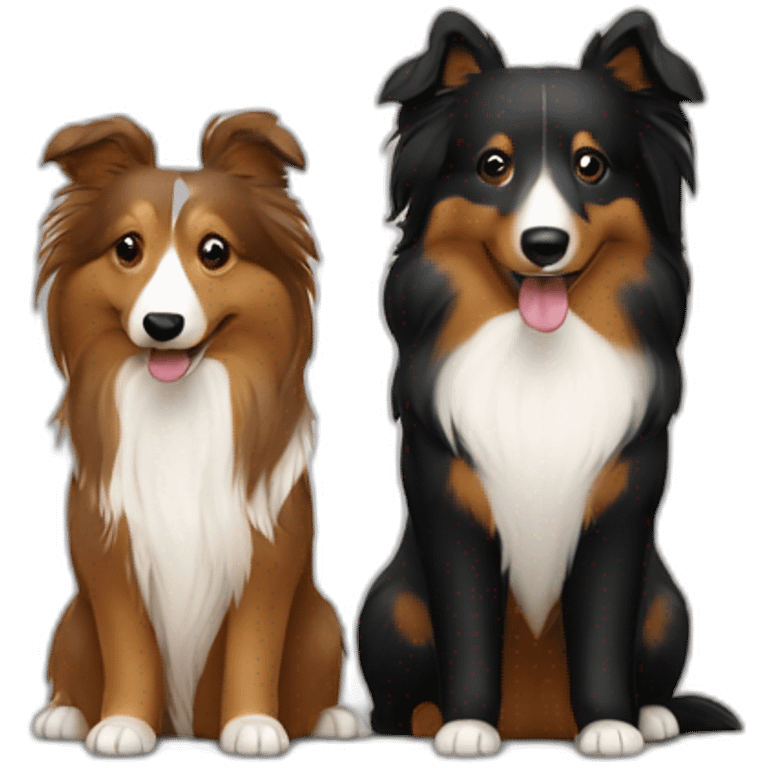 broun and bi-black shelties are friends emoji