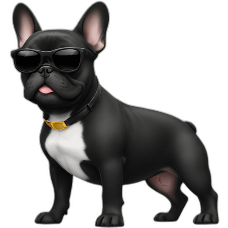 black french bulldog wearing sunglasses emoji