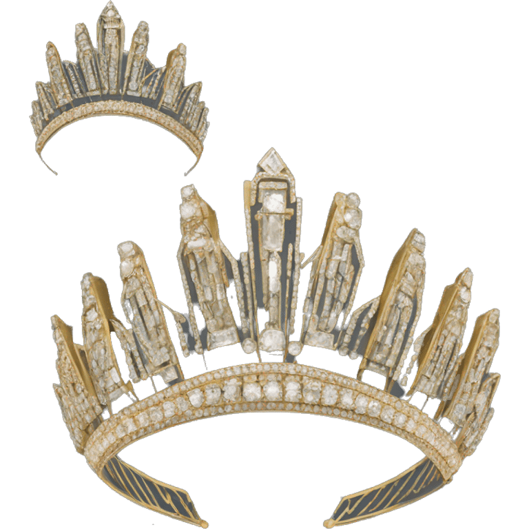 art deco 1920's tiara gold crystals no background emoji