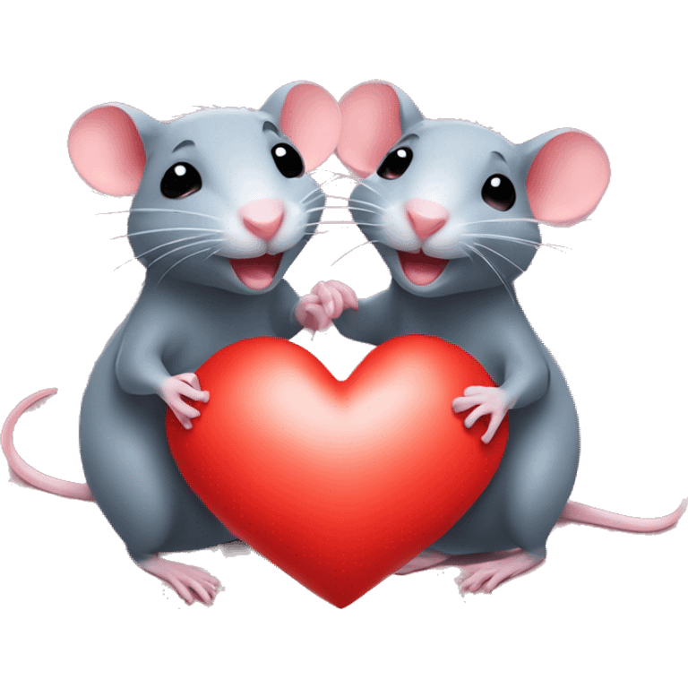 two rats in love holding heart emoji