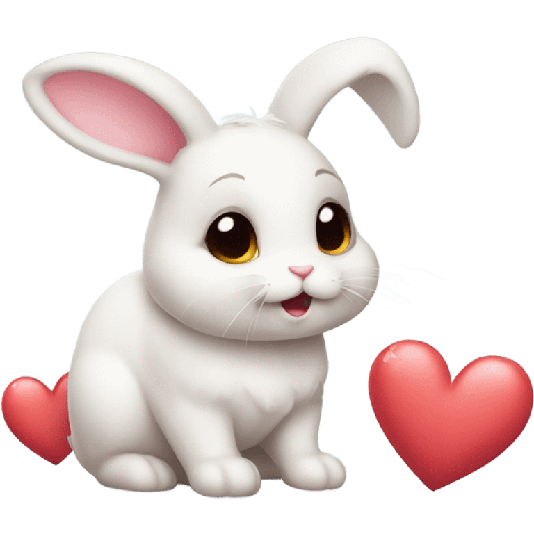 cute small bunny in love, hearts emoji