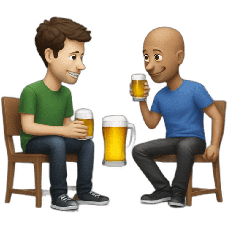 Sam Altman drinking beer with Satya Nadella emoji