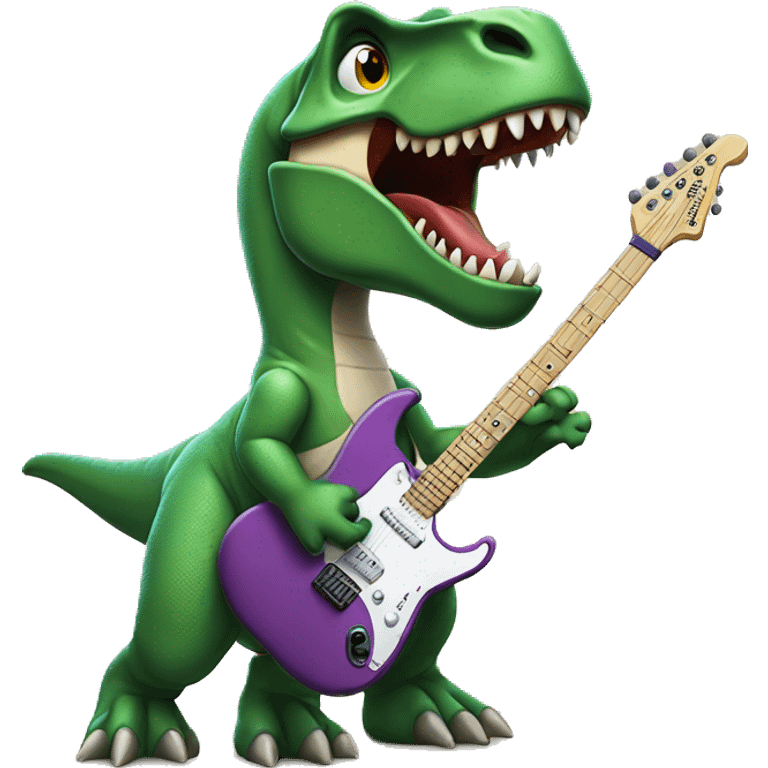 T-Rex playing electric guitar emoji