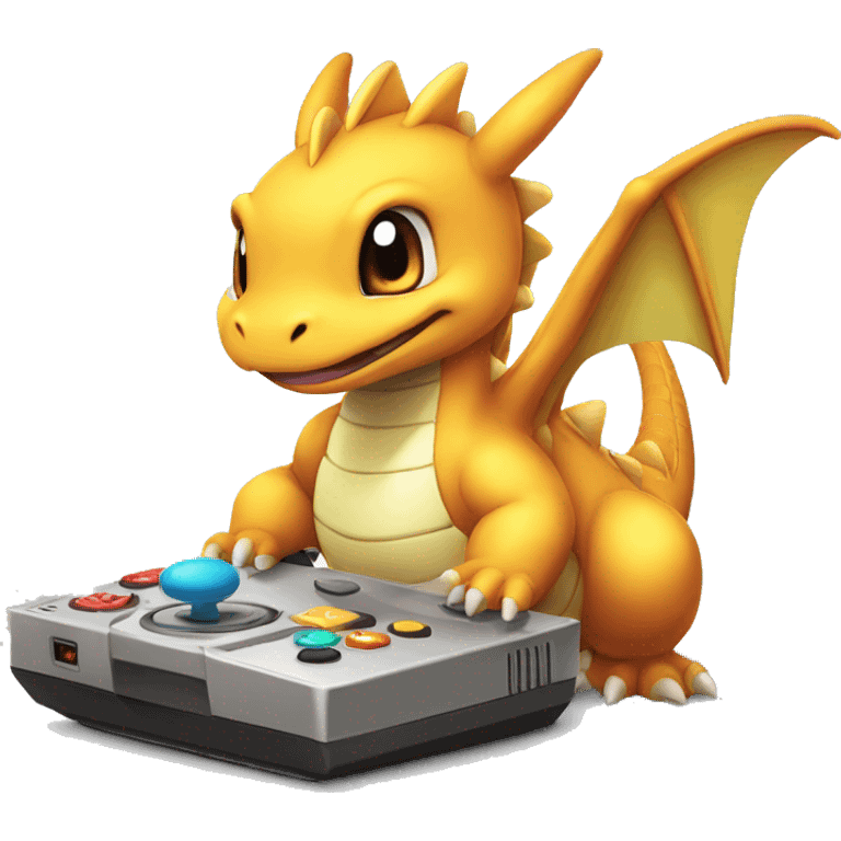 Dragonite playing a video gamepokemon emoji