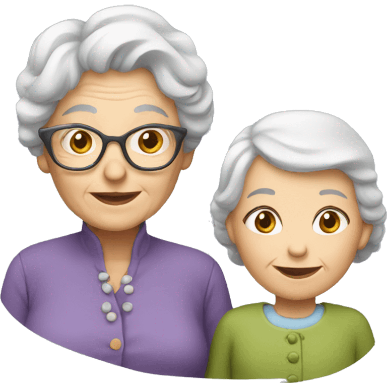 old lady with daughter emoji