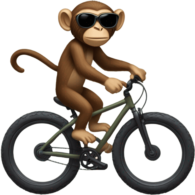 Monkey with sunglasses riding a mountain bike  emoji