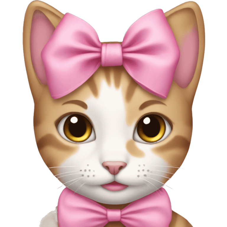 Girl cat with pink bow emoji