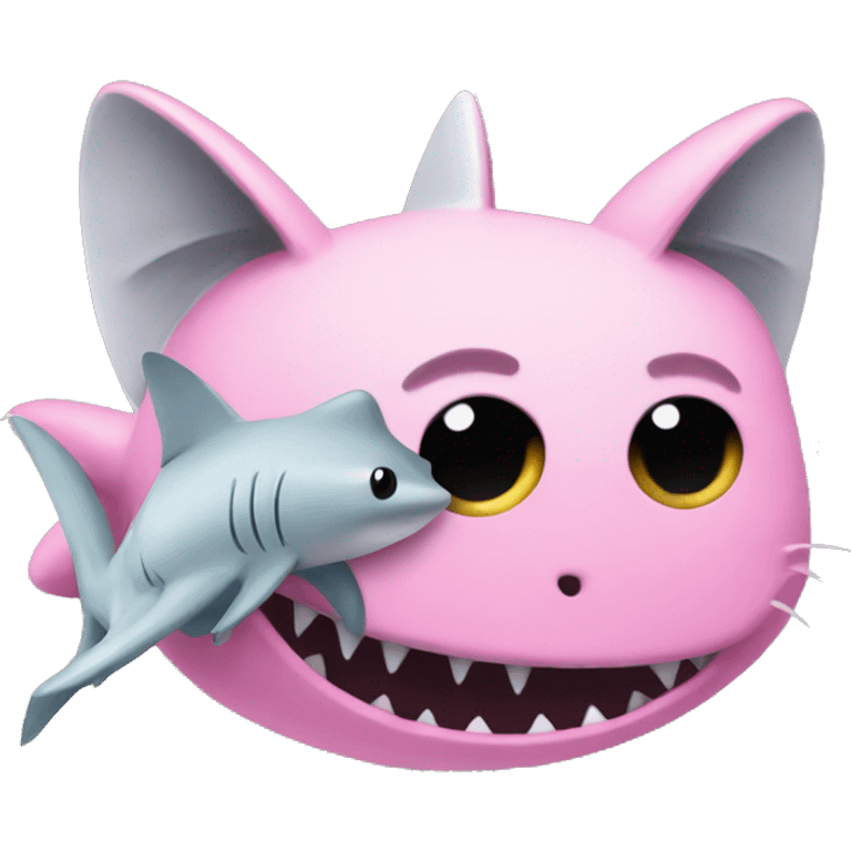 Pink shark and cat combined emoji