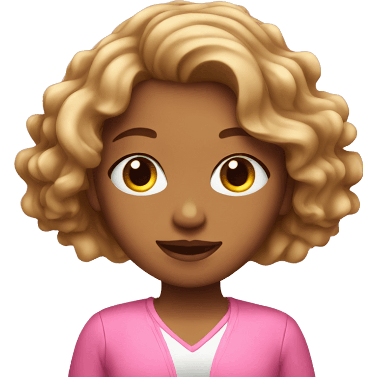 tan wavy hair girl in pink outfit emoji