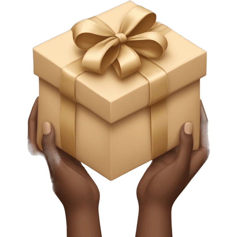 hands and in hands a beige gift box with a bow emoji