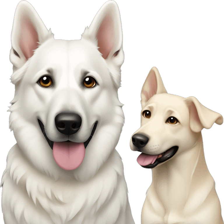  two white shepherd and one black labrador retriever emoji