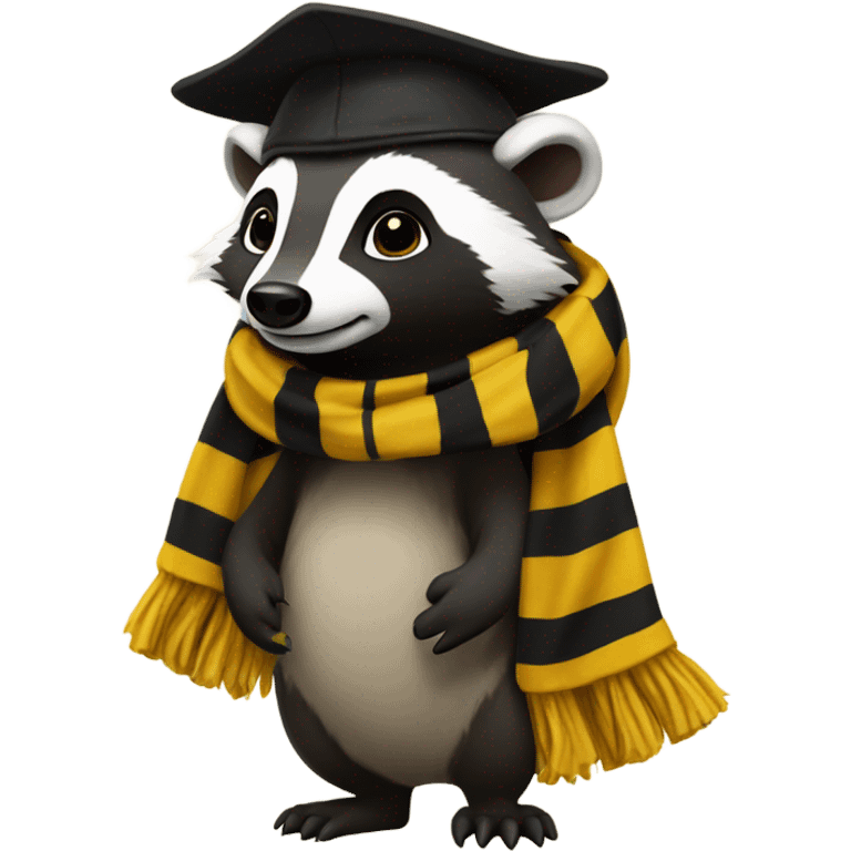 Badger wearing hufflepuff scarf and hat Hogwarts  emoji