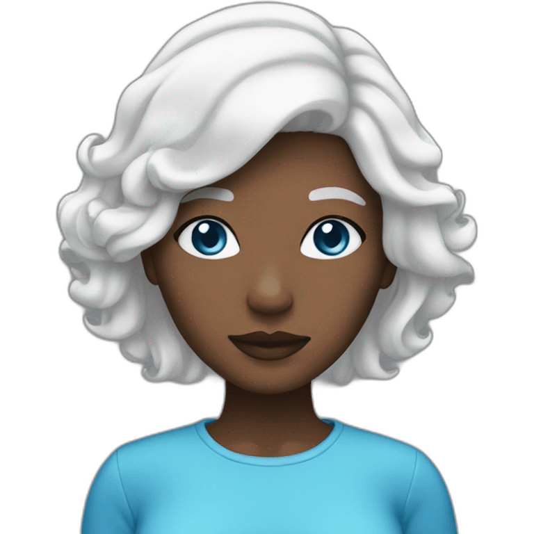 black woman with white hair and blue eyes emoji