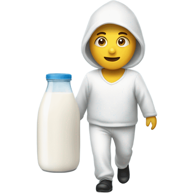 Person walking a milk emoji