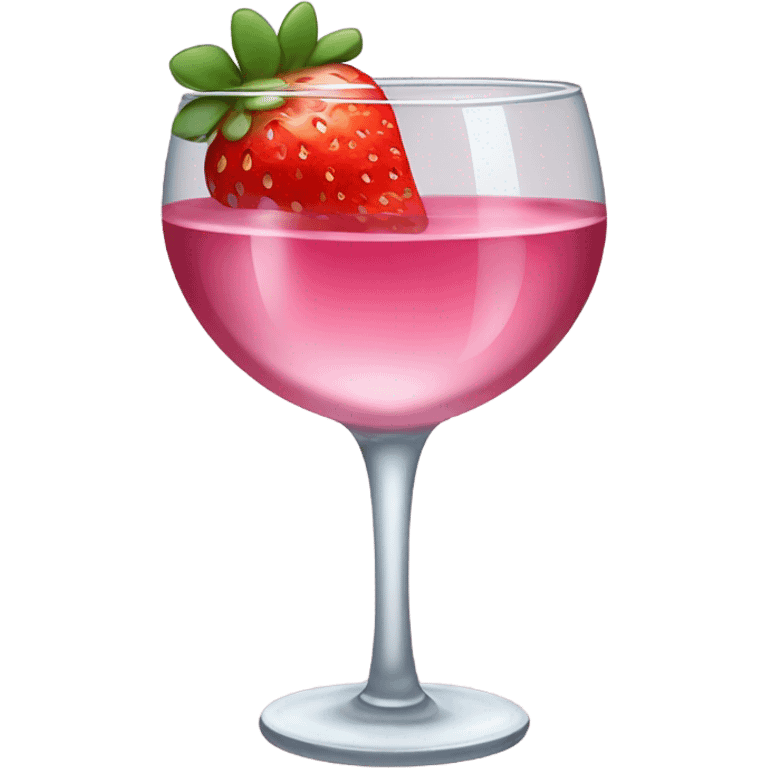 Pink wine in glass tall cup with strawberries emoji