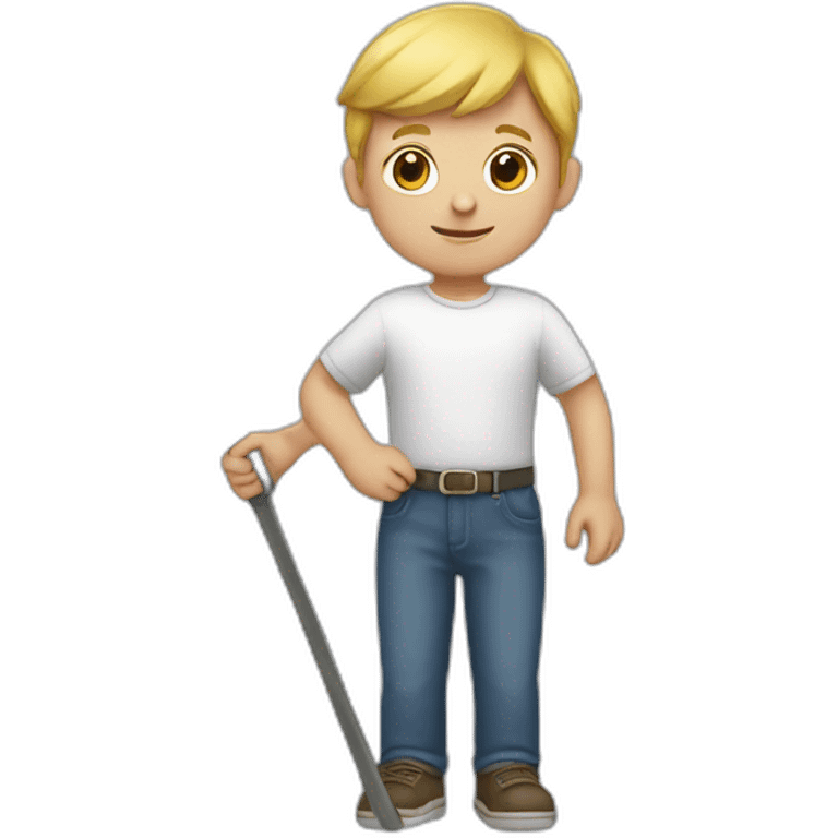 white kid holding a rake emoji