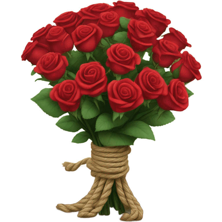 Bouquet red roses binded with rope. Make bouquet bigger and rope a bit thinner emoji