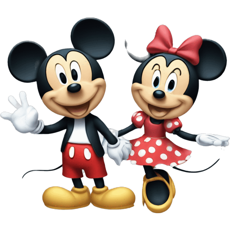 mickey mouse and minnie mouse saying hi emoji