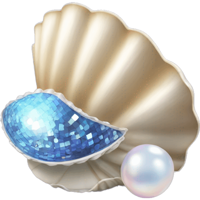 Clam shell with disco ball pearl emoji