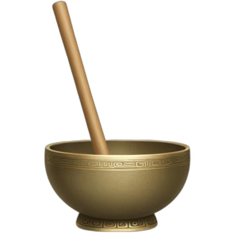 Tibetan Singing bowl with stick on kushun emoji