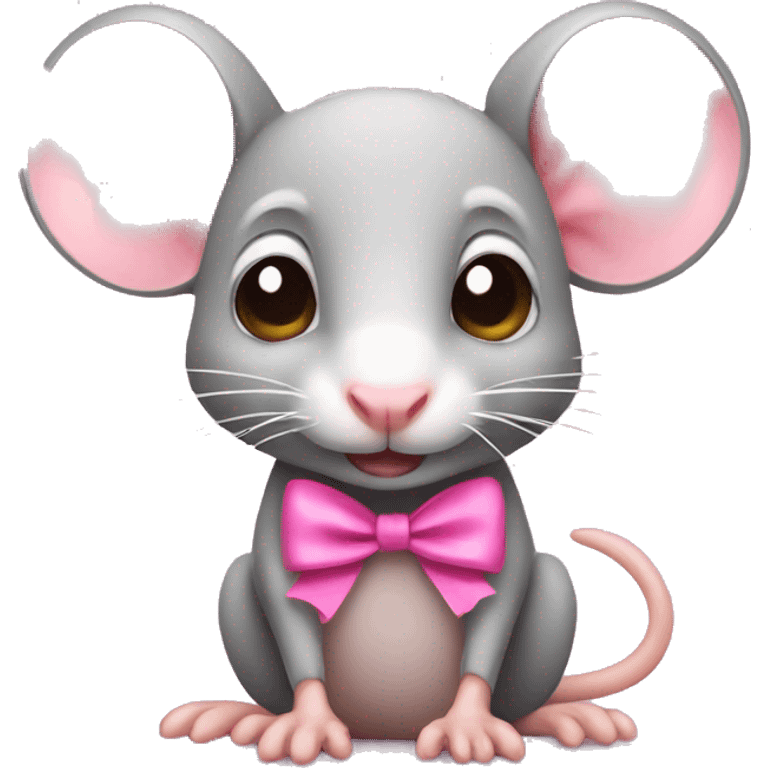 Cute rat with a pink bow  emoji