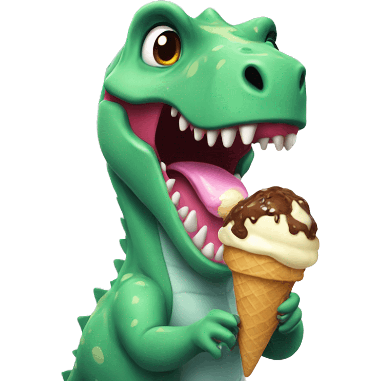 dinosaur eating ice cream emoji